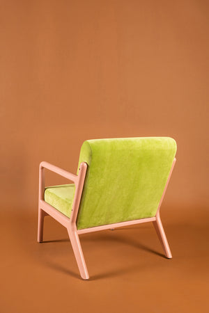 Green Oasis & Peach Colourblock Velvet Chair