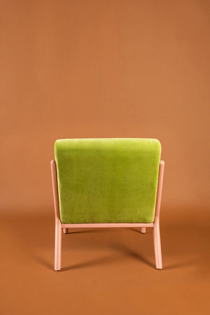 Green Oasis & Peach Colourblock Velvet Chair