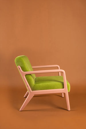 Green Oasis & Peach Colourblock Velvet Chair