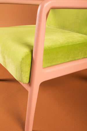 Green Oasis & Peach Colourblock Velvet Chair