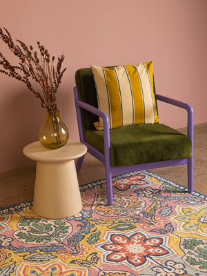 Moss Green & Cornflower Colourblock Velvet Chair