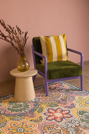 Moss Green & Cornflower Colourblock Velvet Chair