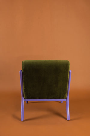 Moss Green & Cornflower Colourblock Velvet Chair