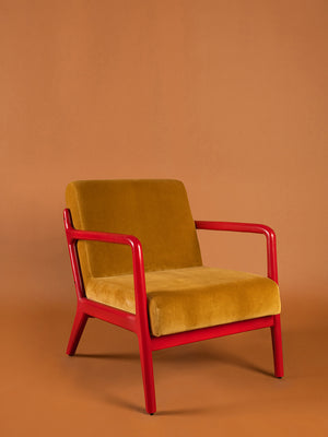 Gilt & Poppy Colourblock Velvet Chair