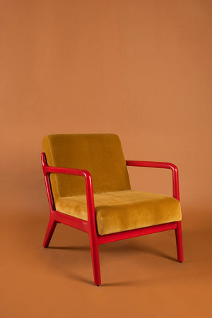 Gilt & Poppy Colourblock Velvet Chair