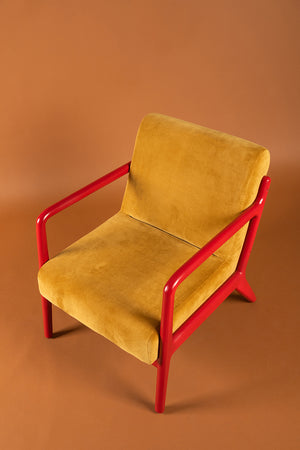 Gilt & Poppy Colourblock Velvet Chair