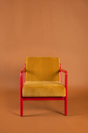 Gilt & Poppy Colourblock Velvet Chair