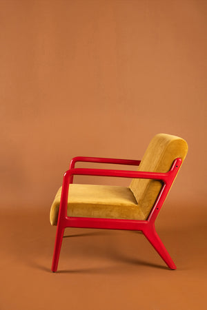 Gilt & Poppy Colourblock Velvet Chair