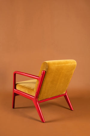 Gilt & Poppy Colourblock Velvet Chair