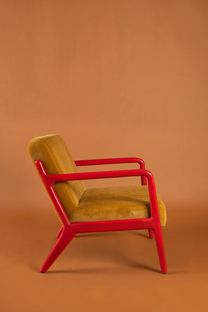 Gilt & Poppy Colourblock Velvet Chair