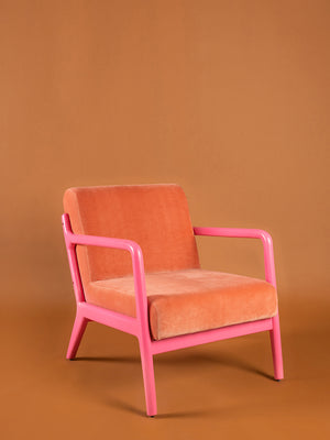 Reef Coral & Begonia Colourblock Velvet Chair