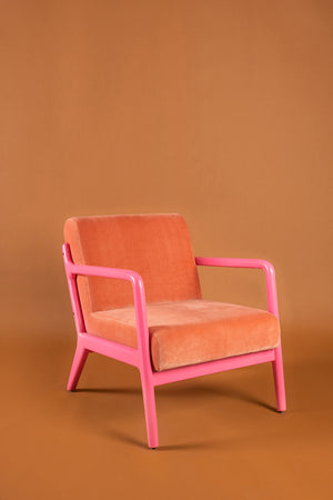 Reef Coral & Begonia Colourblock Velvet Chair