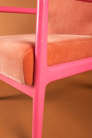 Reef Coral & Begonia Colourblock Velvet Chair