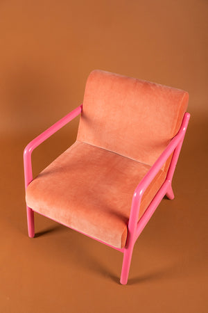 Reef Coral & Begonia Colourblock Velvet Chair