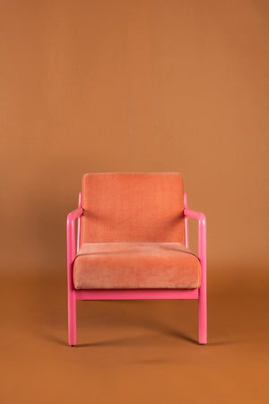 Reef Coral & Begonia Colourblock Velvet Chair