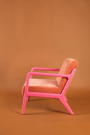 Reef Coral & Begonia Colourblock Velvet Chair