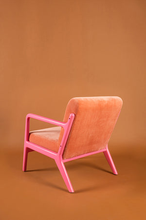 Reef Coral & Begonia Colourblock Velvet Chair