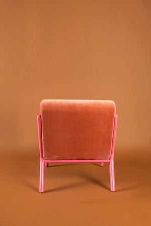 Reef Coral & Begonia Colourblock Velvet Chair