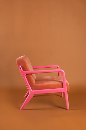 Reef Coral & Begonia Colourblock Velvet Chair