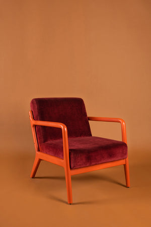 Pomegranate & Persimmon Colourblock Velvet Chair