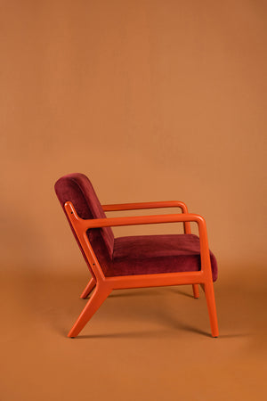 Pomegranate & Persimmon Colourblock Velvet Chair