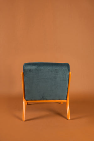 Deep Sapphire & Pumpkin Colourblock Velvet Chair