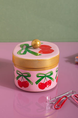 Cherry Handpainted Metal Trinket Box
