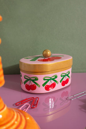 Cherry Handpainted Metal Trinket Box