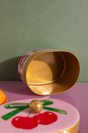 Cherry Handpainted Metal Trinket Box
