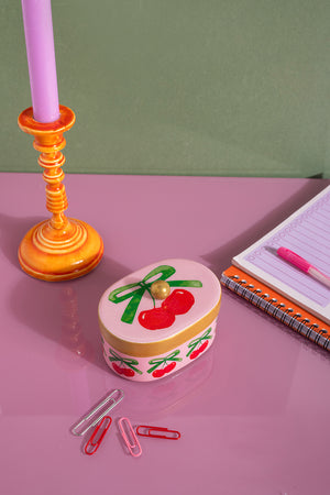 Cherry Handpainted Metal Trinket Box