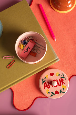 Amour Handpainted Metal Trinket Box
