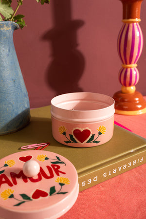 Amour Handpainted Metal Trinket Box