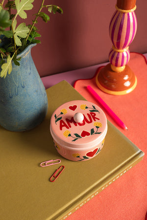 Amour Handpainted Metal Trinket Box