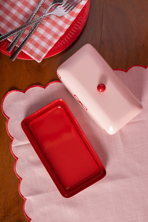 Ribbons & Bows Handpainted Metal Butter Dish