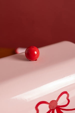 Ribbons & Bows Handpainted Metal Butter Dish