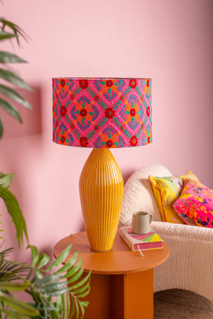 Pink & Orange Embroidered Lampshade