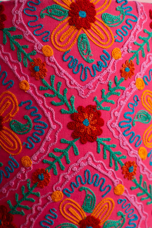 Pink & Orange Embroidered Lampshade
