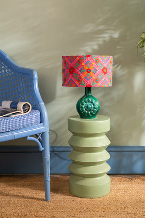 Pink & Orange Embroidered Small Lampshade