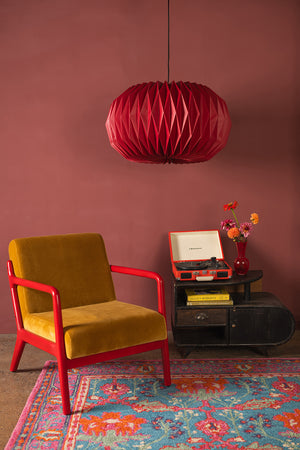 Savvy Red Sphere Pleated Paper Lampshade