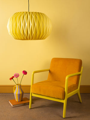 Yellow Pear Sphere Pleated Paper Lampshade