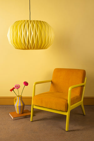 Yellow Pear Sphere Pleated Paper Lampshade