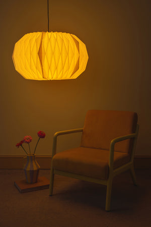 Yellow Pear Sphere Pleated Paper Lampshade