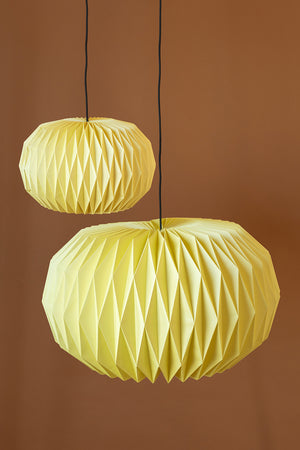 Yellow Pear Sphere Pleated Paper Lampshade