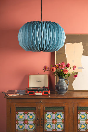 Milky Blue Sphere Pleated Paper Lampshade