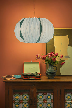 Milky Blue Sphere Pleated Paper Lampshade