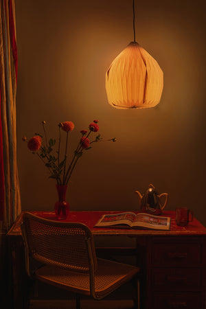 Rust Red Dome Pleated Paper Lampshade