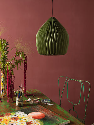 Epsom Green Dome Pleated Paper Lampshade