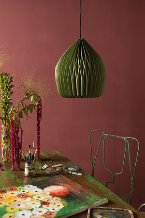 Epsom Green Dome Pleated Paper Lampshade