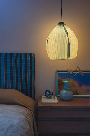 Milky Blue Dome Pleated Paper Lampshade