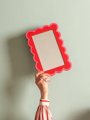 Red & Pink Scalloped Small Wall Mirror (Seconds)